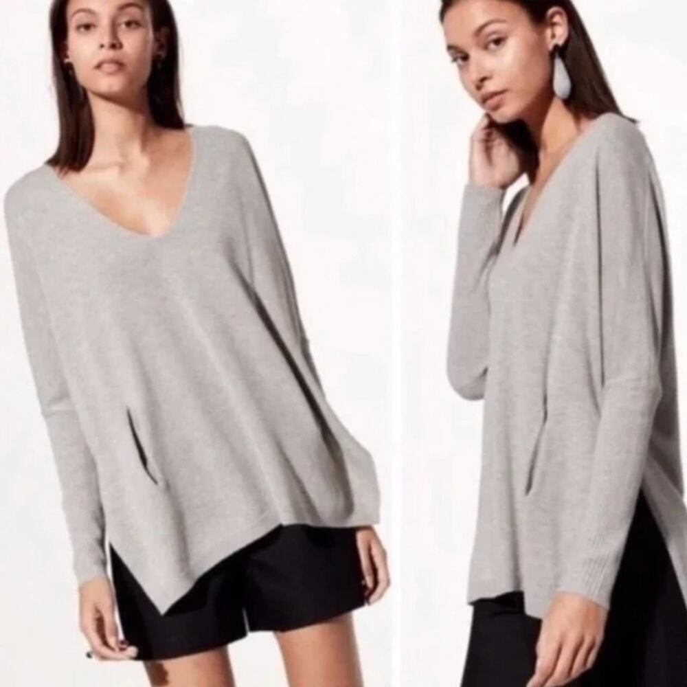 BABATON x ARITZIA Baylor Linen Wool Drape Sweater Gray {YY25}